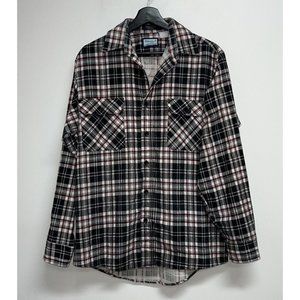 Vintage Fieldmaster Perma Prest Mens Flannel Shirt Size M Red White Black Plaid